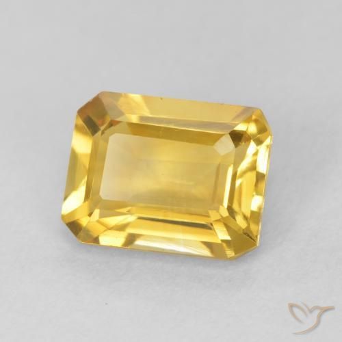 Citrino Dorado medio natural de 1.42 ct, Corte Octágono / Esmeralda, VVS