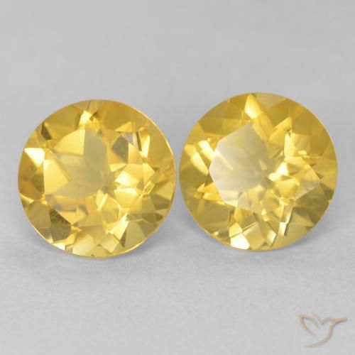 Gemas de Citrino Dorado medio natural de 3.39 ct, Redondo, VVS-VS