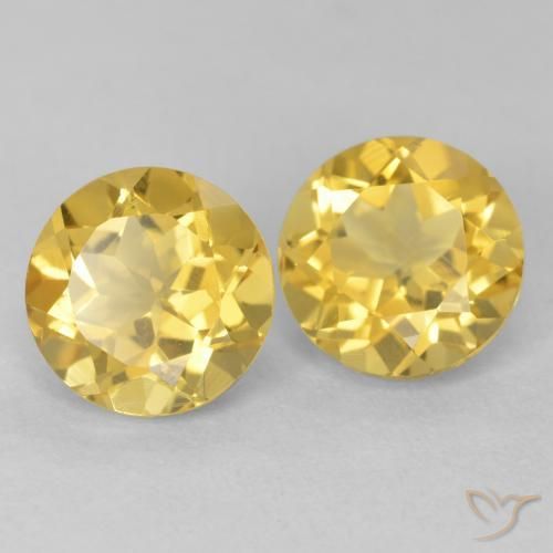 Gemas de Citrino Naranja dorado natural de 3.92 ct, Redondo, VVS-VS