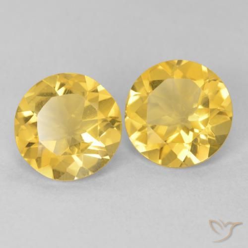 Gemas de Citrino Dorado medio natural de 2.81 ct, Redondo, VVS-VS