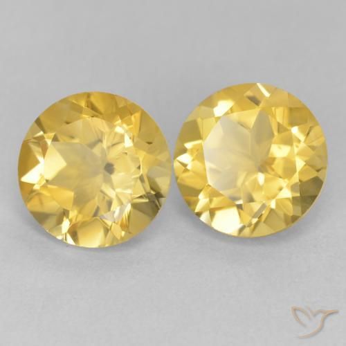 Gemas de Citrino Amarillo toscana natural de 3.49 ct, Redondo, VVS-VS
