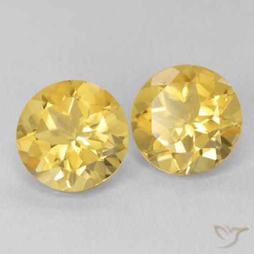 Gemas de Citrino Dorado medio natural de 3.57 ct, Redondo, VVS-VS