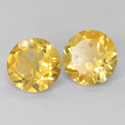 Gemas de Citrino Dorado medio natural de 3.13 ct, Redondo, VVS-VS