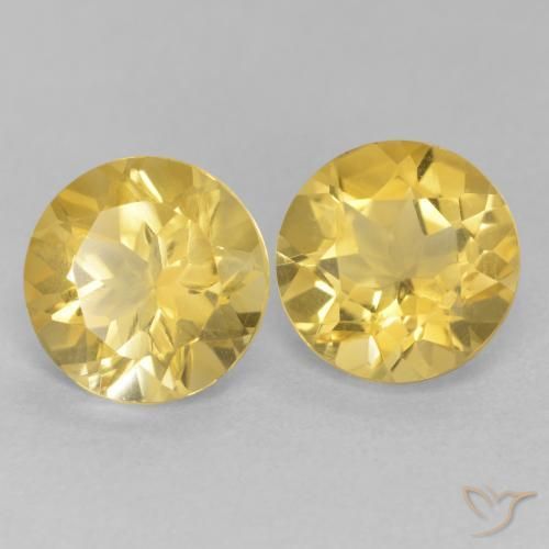 Gemas de Citrino Amarillo medio natural de 3.48 ct, Redondo, VVS-VS