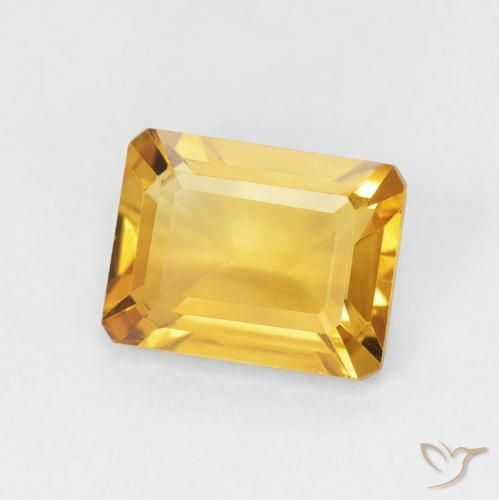 Citrino Dorado medio natural de 1.49 ct, Corte Octágono / Esmeralda, VVS-VS