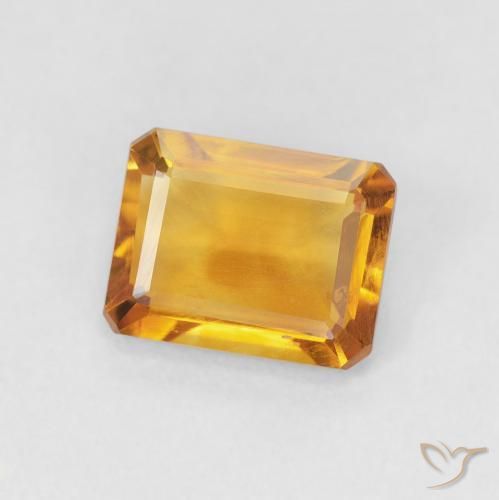 Citrino Medium Light Orange-Gold natural de 1.23 ct, Corte Octágono / Esmeralda, VVS-VS