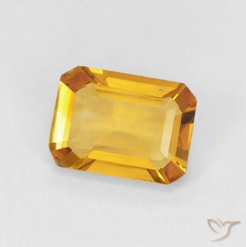 Citrino Medium Light Orange-Gold natural de 1.23 ct, Corte Octágono / Esmeralda, VVS-VS
