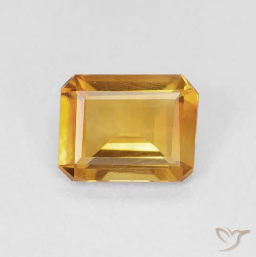 1.05ct Natural Dorado naranja Citrino, corte esmeralda, VVS-VS
