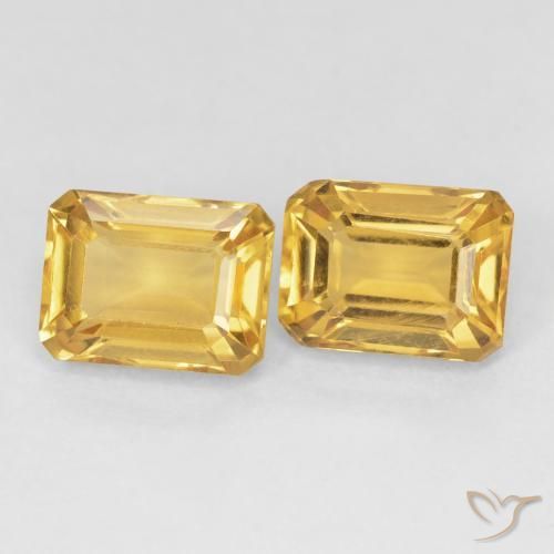 Gemas de Citrino Dorado intenso natural de 3.44 ct, Corte Octágono / Esmeralda, VVS-VS