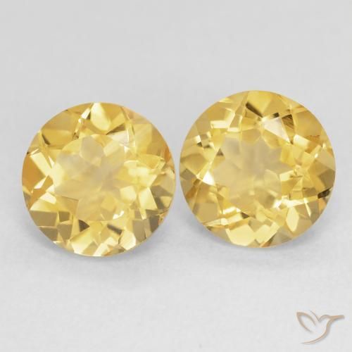 Gemas de Citrino Naranja dorado natural de 3.86 ct, Redondo, VVS