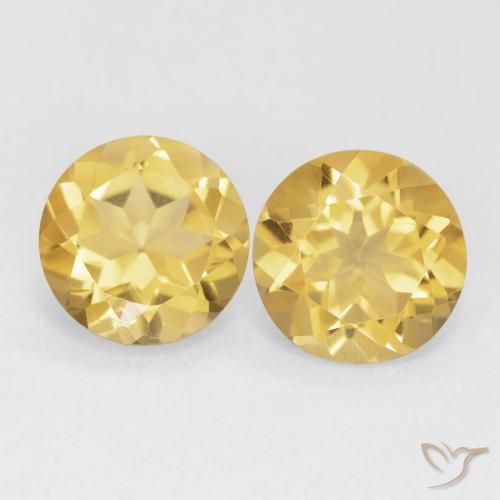 Gemas de Citrino Dorado medio natural de 3.22 ct, Redondo, VS