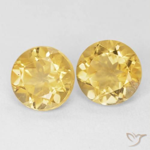 Gemas de Citrino Dorado medio natural de 3.68 ct, Redondo, VS