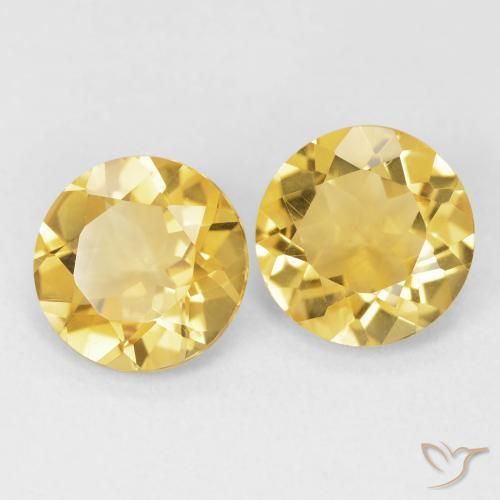 Gemas de Citrino Dorado medio natural de 3.09 ct, Redondo, VVS