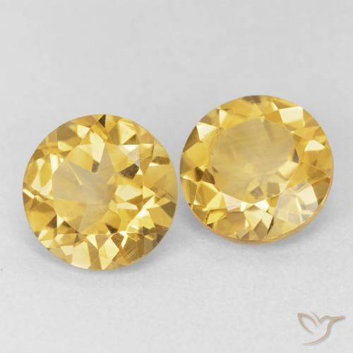 Gemas de Citrino Dorado medio natural de 3.44 ct, Redondo, VVS