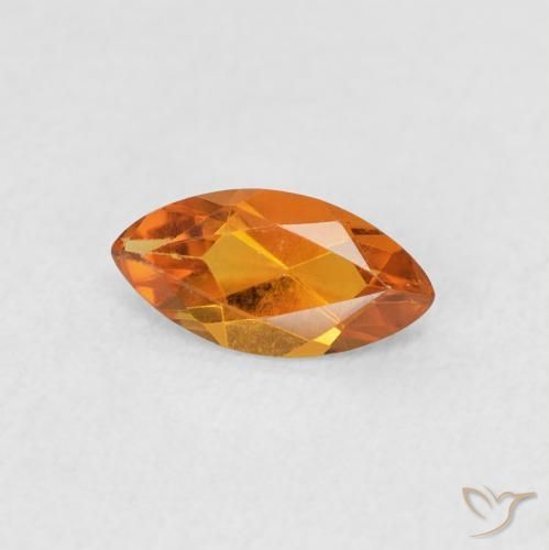 Citrino Naranja medio natural de 0.48 ct, Marquesa, VVS-VS