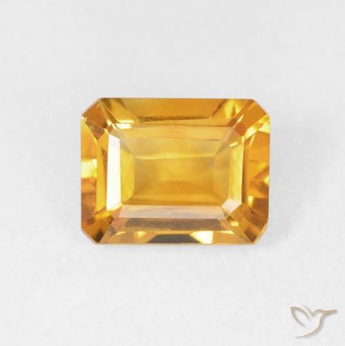 1.49ct Natural Dorado naranja Citrino, corte esmeralda, VVS-VS
