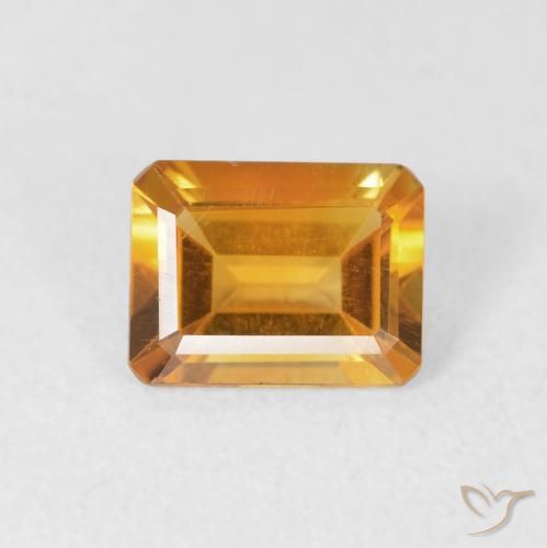1.23ct Natural Dorado naranja oscuro Citrino, corte esmeralda, VVS-VS