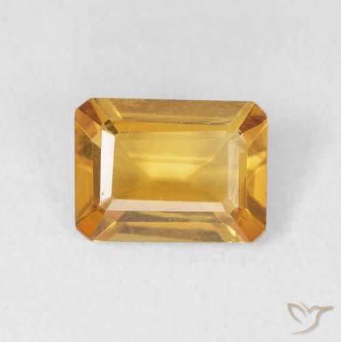 1.29ct Natural Naranja dorado intenso Citrino, corte esmeralda, VVS-VS