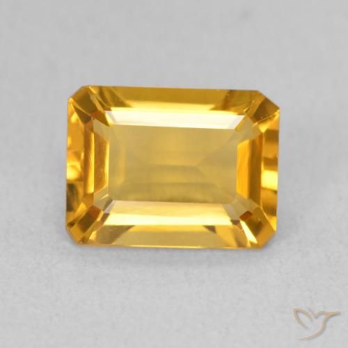 1.41ct Natural Naranja dorado intenso Citrino, corte esmeralda, VVS