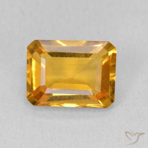1.42ct Natural Dorado-naranja medio Citrino, corte esmeralda, VVS