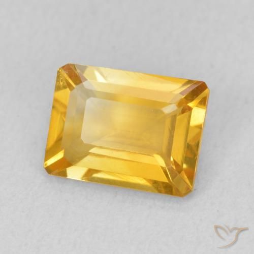 Citrino Dorado medio natural de 1.35 ct, Corte Octágono / Esmeralda, VVS