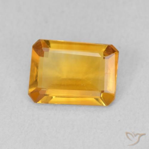 Citrino Dorado naranja intenso natural de 0.93 ct, Corte Octágono / Esmeralda, VVS