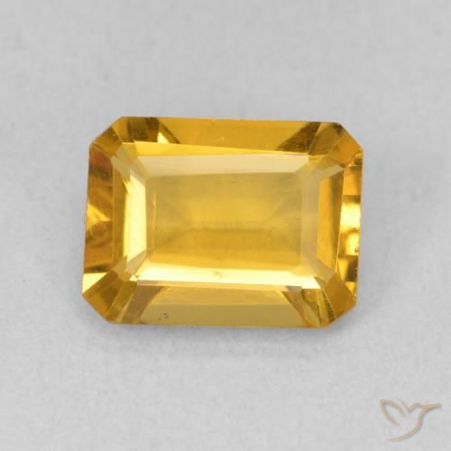 1.35ct Natural Naranja dorado intenso Citrino, corte esmeralda, VVS-VS