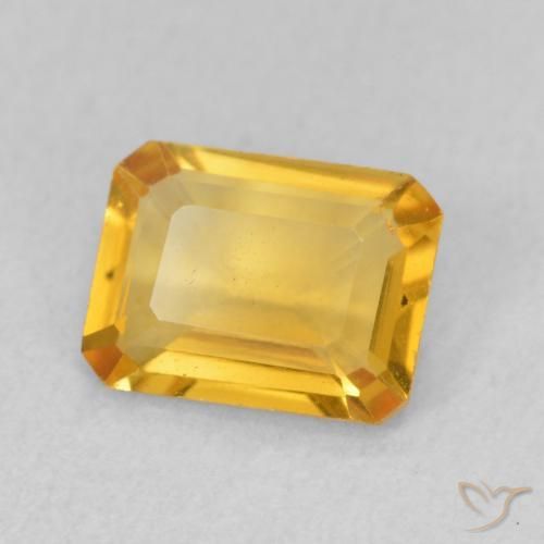Citrino Dorado medio natural de 1.24 ct, Corte Octágono / Esmeralda, VVS-VS