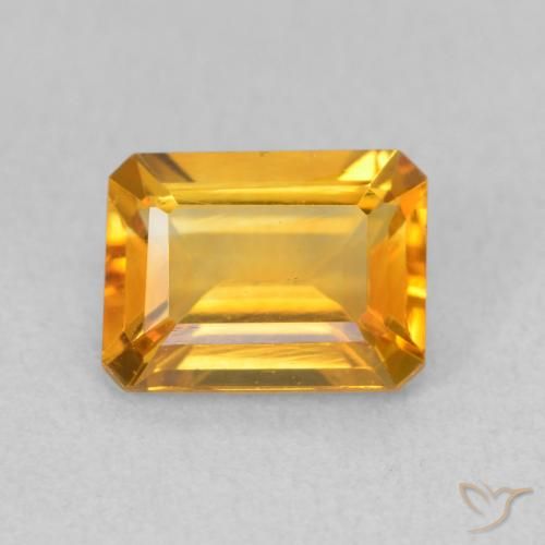 1.42ct Natural Dorado naranja intenso Citrino, corte esmeralda, VVS