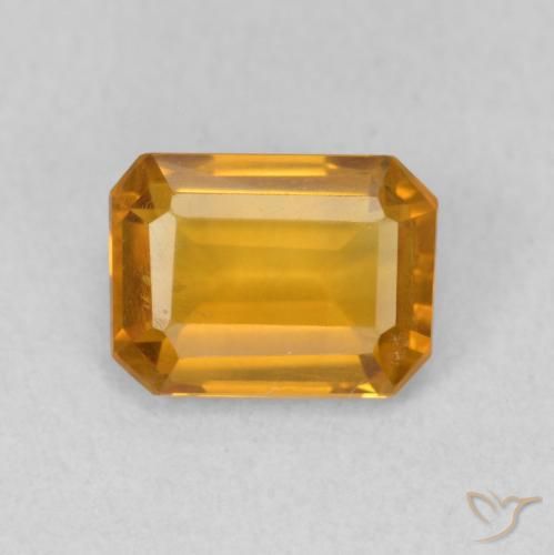 1.21ct Natural Dorado naranja oscuro Citrino, corte esmeralda, VVS-VS