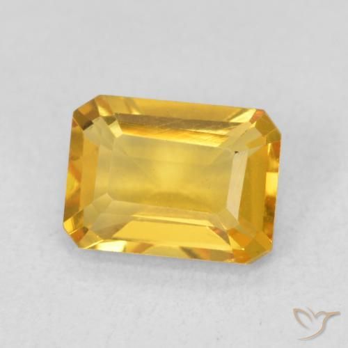 Citrino Dorado medio natural de 1.30 ct, Corte Octágono / Esmeralda, VVS