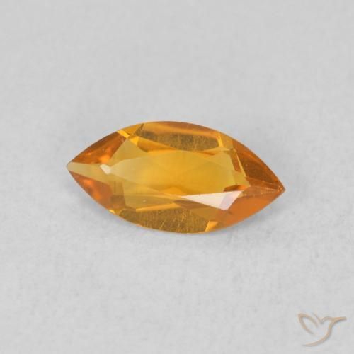 Citrino Naranja medio natural de 0.42 ct, Marquesa, VVS-VS