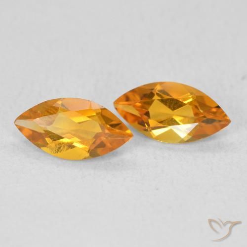 Gemas de Citrino Dorado naranja intenso natural de 0.96 ct, Marquesa, VS