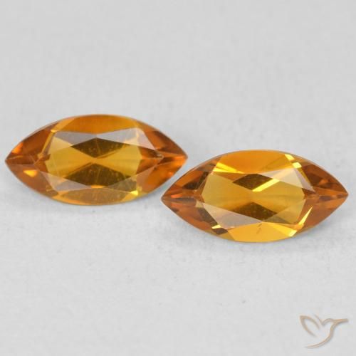 0.89ctw Natural Naranja oscuro Citrino, Marquesa, VS