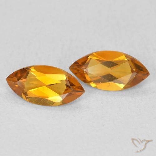 Gemas de Citrino Naranja oscuro natural de 0.89 ct, Marquesa, VS