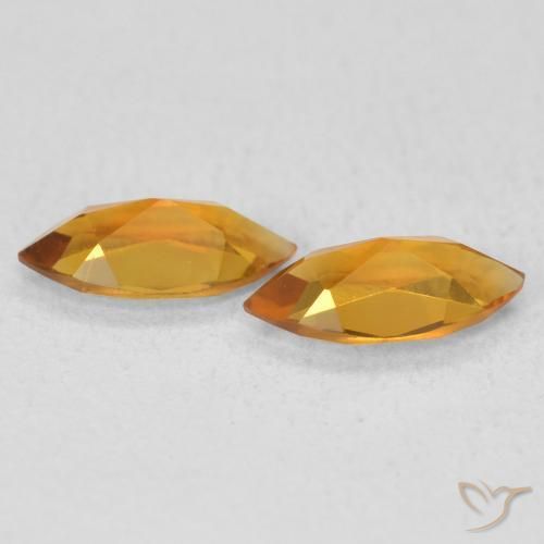 Gemas de Citrino Naranja oscuro natural de 0.89 ct, Marquesa, VS