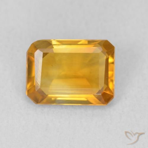 1.11ct Natural Dorado-naranja medio Citrino, corte esmeralda, VVS-VS