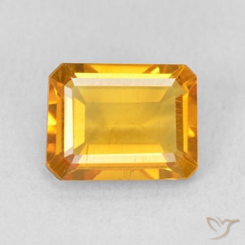 1.40ct Natural Dorado-naranja medio Citrino, corte esmeralda, VS