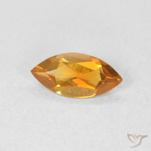 Citrino Naranja medio natural de 0.43 ct, Marquesa, VVS-VS