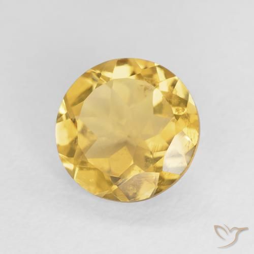 Citrino Dorado claro natural de 1.52 ct, Redondo, VS