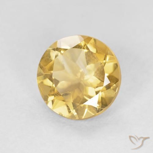Citrino Dorado medio natural de 1.02 ct, Redondo, VS