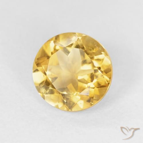 Citrino Dorado medio natural de 1.86 ct, Redondo, VVS-VS