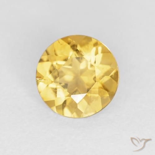 Citrino Dorado medio natural de 1.05 ct, Redondo, VVS-VS