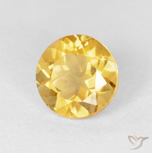 Citrino Dorado claro natural de 1.54 ct, Redondo, VVS-VS