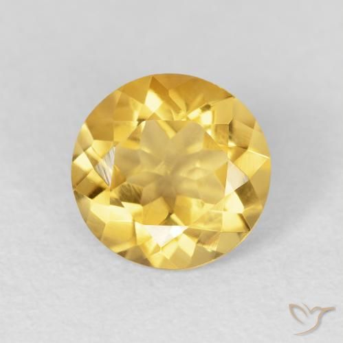 1.66ct Natural Dorado medio Citrino, Redondo, VVS