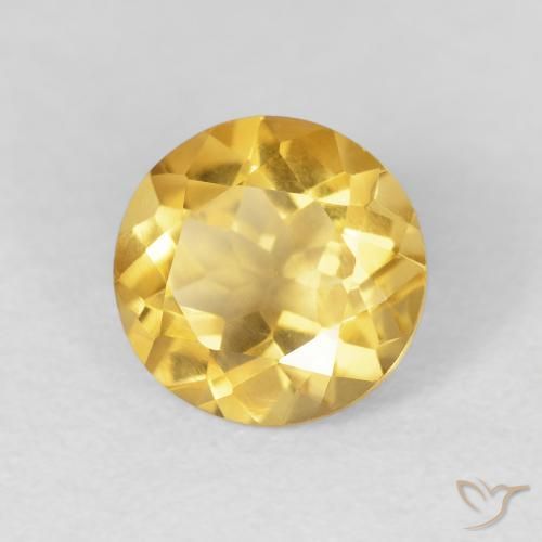 Citrino Dorado medio natural de 1.66 ct, Redondo, VVS