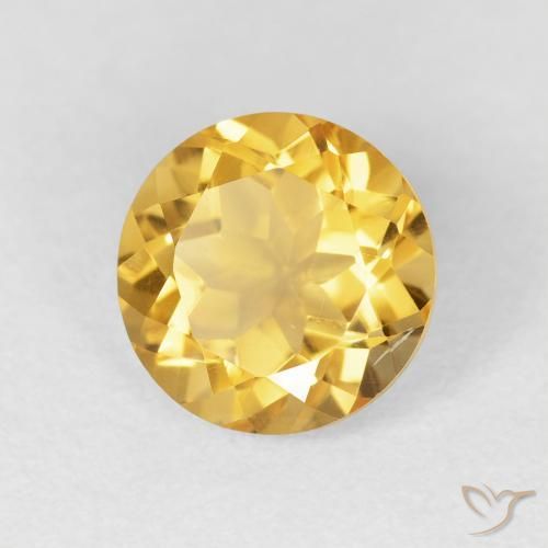 Citrino Dorado medio natural de 1.90 ct, Redondo, VVS