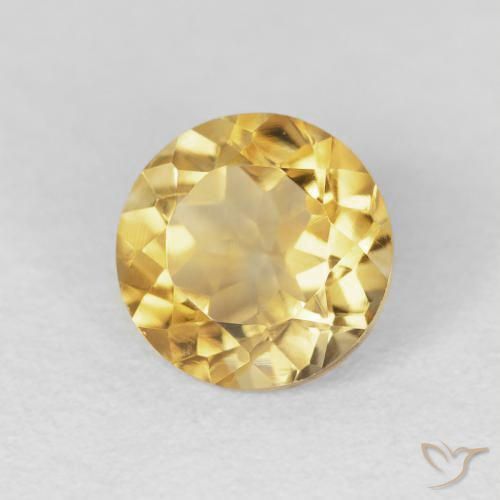 Citrino Dorado medio natural de 1.65 ct, Redondo, VVS