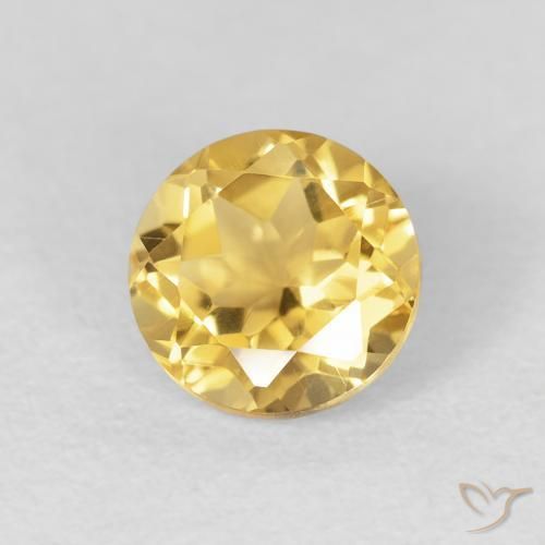 Citrino Dorado medio natural de 1.31 ct, Redondo, VVS-VS