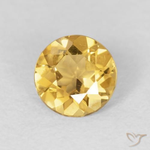 Citrino Dorado claro natural de 0.96 ct, Redondo, VVS